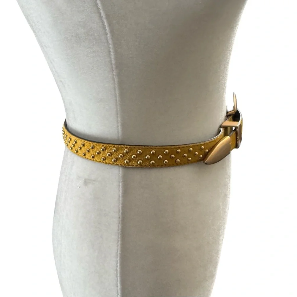 Vintage 80s Escada Studded Suede Belt Turmeric Made in Germany Margaretha Ley